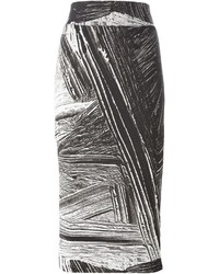 Черно-белая юбка-карандаш с принтом от Helmut Lang