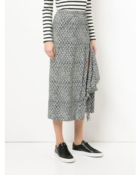 Черно-белая юбка-миди с цветочным принтом от Junya Watanabe Comme Des Garçons Vintage