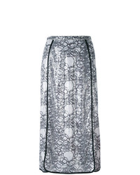 Черно-белая юбка-миди с цветочным принтом от Marco De Vincenzo