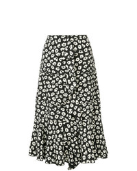 Черно-белая юбка-миди с цветочным принтом от Proenza Schouler