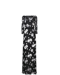 Черно-белое вечернее платье с цветочным принтом от Carolina Herrera