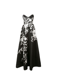 Черно-белое вечернее платье с цветочным принтом от Carolina Herrera