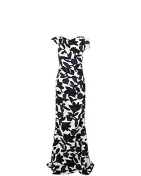 Черно-белое вечернее платье с цветочным принтом от Talbot Runhof