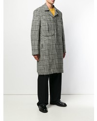 Черно-белое длинное пальто с узором "гусиные лапки" от Raf Simons