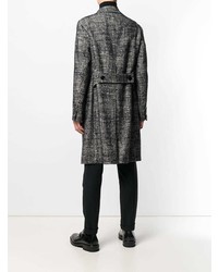 Черно-белое длинное пальто с узором "гусиные лапки" от Tagliatore