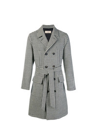 Черно-белое длинное пальто с узором "гусиные лапки" от Maison Flaneur