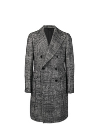 Черно-белое длинное пальто с узором "гусиные лапки" от Tagliatore