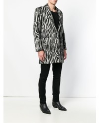 Черно-белое длинное пальто от Saint Laurent