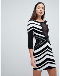 Черно-белое облегающее платье с украшением от Forever Unique