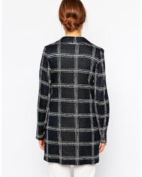 Женское черно-белое пальто в клетку от Warehouse