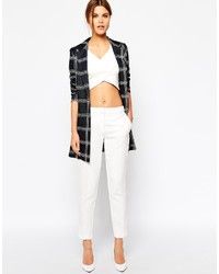 Женское черно-белое пальто в клетку от Warehouse