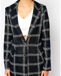 Женское черно-белое пальто в клетку от Warehouse