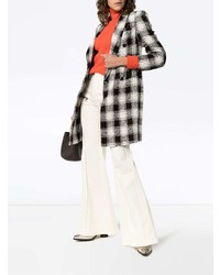 Женское черно-белое пальто в клетку от Etro