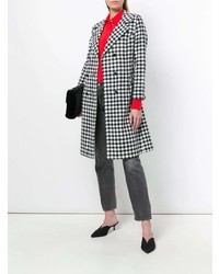 Женское черно-белое пальто в шотландскую клетку от William Vintage