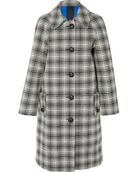 Женское черно-белое пальто в шотландскую клетку от Burberry