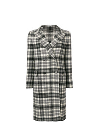 Женское черно-белое пальто в шотландскую клетку от Ermanno Scervino