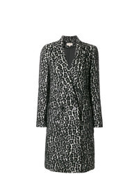 Черно-белое пальто с леопардовым принтом