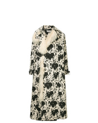 Женское черно-белое пальто с цветочным принтом от Preen by Thornton Bregazzi