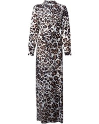 Черно-белое платье-макси с леопардовым принтом