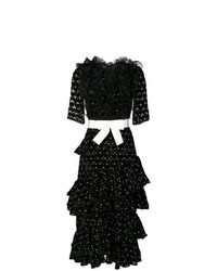 Черно-белое платье-миди в горошек от Giambattista Valli