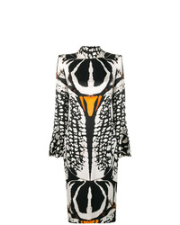 Черно-белое платье-миди с принтом от Alexander McQueen