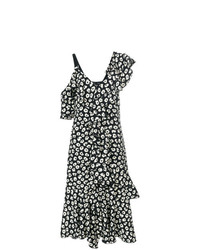 Черно-белое платье-миди с цветочным принтом от Proenza Schouler