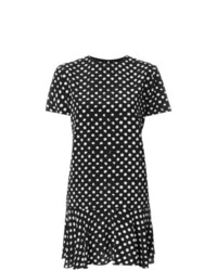 Черно-белое платье прямого кроя в горошек от Saint Laurent