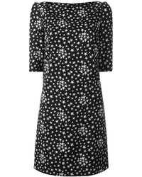 Черно-белое платье прямого кроя с принтом от Saint Laurent