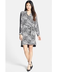 Черно-белое платье-рубашка с леопардовым принтом