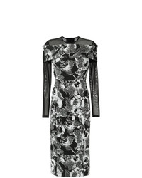 Черно-белое платье-футляр с цветочным принтом от Tufi Duek