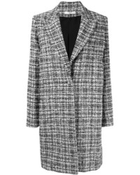 Женское черно-белое твидовое пальто в клетку от Lanvin