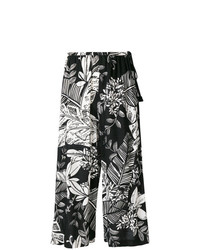 Черно-белые брюки-кюлоты с цветочным принтом от See by Chloe