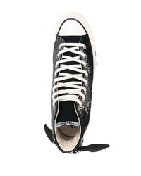 Мужские черно-белые высокие кеды из плотной ткани с принтом от Converse