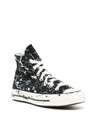 Мужские черно-белые высокие кеды из плотной ткани с принтом от Converse