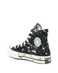 Мужские черно-белые высокие кеды из плотной ткани с принтом от Converse