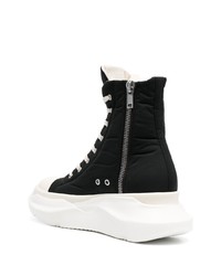 Мужские черно-белые высокие кеды из плотной ткани от Rick Owens DRKSHDW