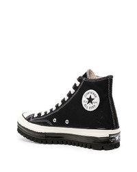 Мужские черно-белые высокие кеды из плотной ткани от Converse