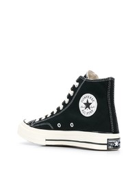 Мужские черно-белые высокие кеды из плотной ткани от Converse