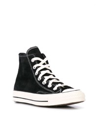 Мужские черно-белые высокие кеды из плотной ткани от Converse