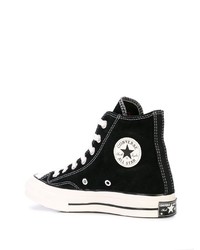 Мужские черно-белые высокие кеды из плотной ткани от Converse