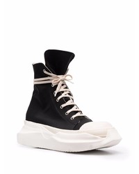 Мужские черно-белые высокие кеды из плотной ткани от Rick Owens DRKSHDW