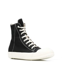 Мужские черно-белые высокие кеды из плотной ткани от Rick Owens DRKSHDW