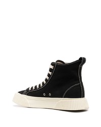 Мужские черно-белые высокие кеды из плотной ткани от Ami Paris