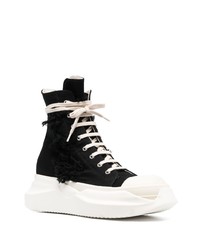 Мужские черно-белые высокие кеды из плотной ткани от Rick Owens DRKSHDW