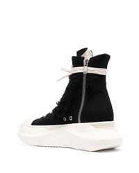 Мужские черно-белые высокие кеды из плотной ткани от Rick Owens DRKSHDW