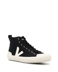 Мужские черно-белые высокие кеды из плотной ткани от Veja