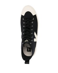 Мужские черно-белые высокие кеды из плотной ткани от Veja