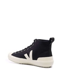 Мужские черно-белые высокие кеды из плотной ткани от Veja