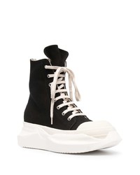 Мужские черно-белые высокие кеды из плотной ткани от Rick Owens DRKSHDW