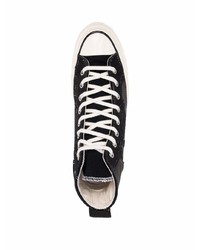 Мужские черно-белые высокие кеды из плотной ткани от Converse